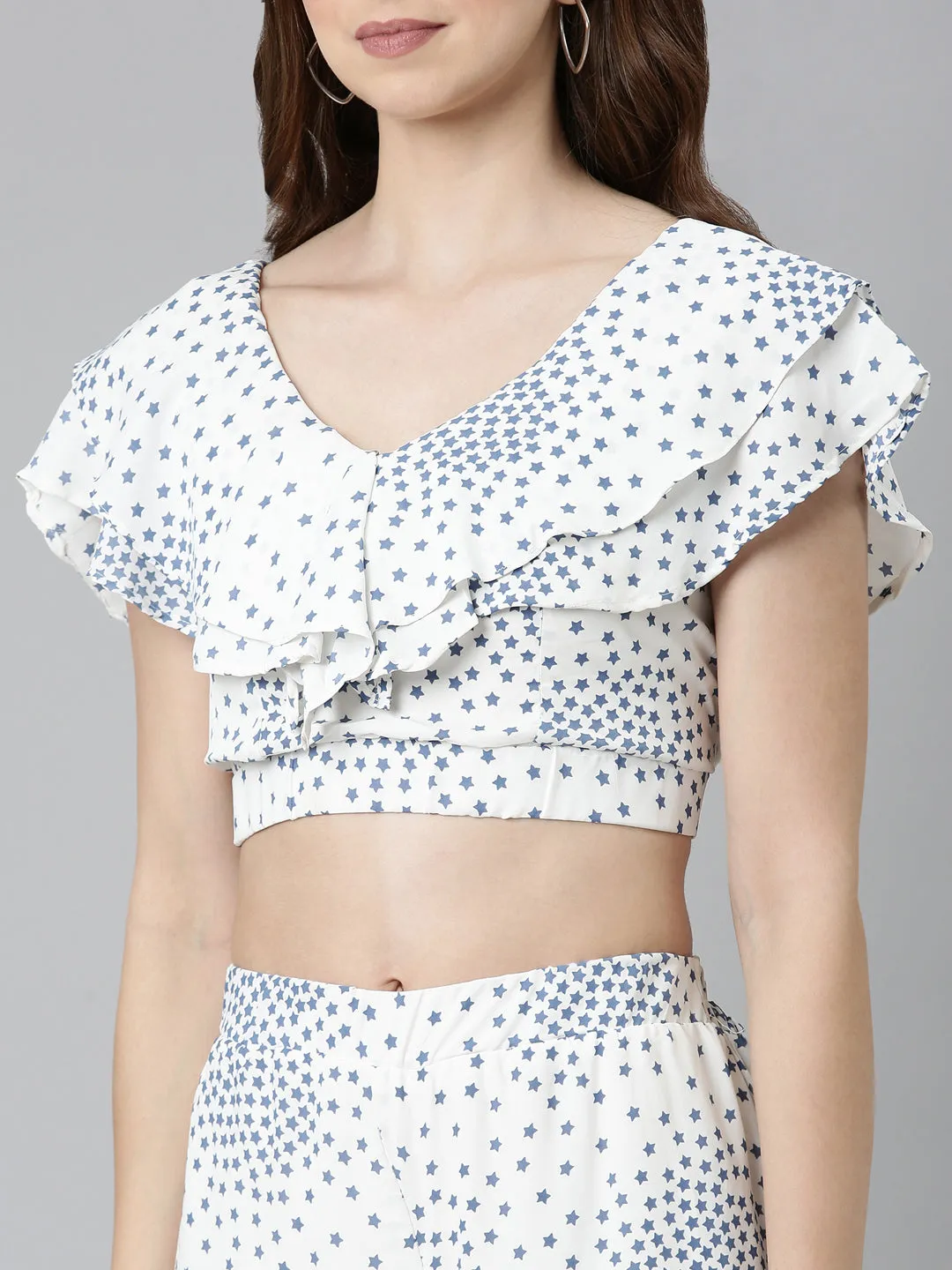 Women White Printed Co-Ords