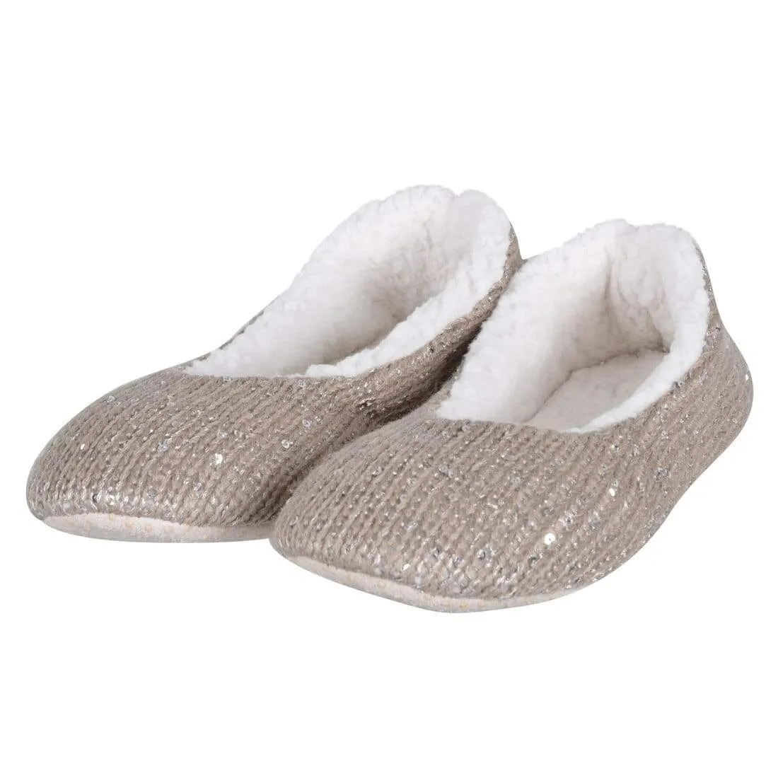 Womens Slippers Ballet Style Sequins Knitted Soft Sole