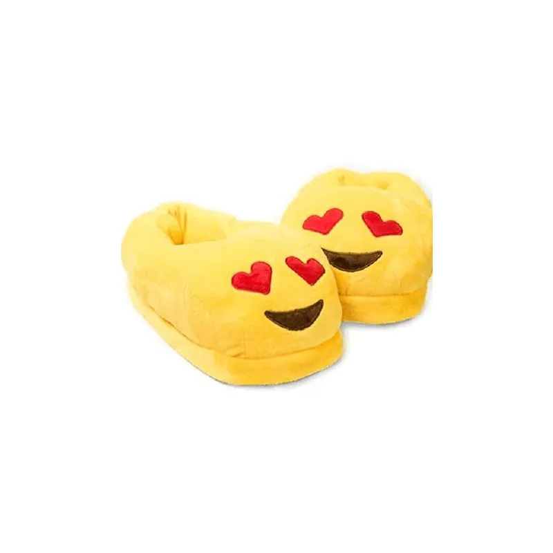 Yellow with Heart Soft Plush Emoji Slippers