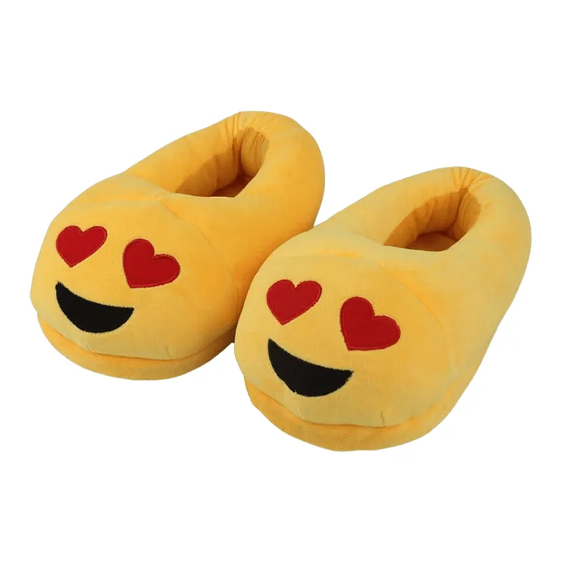 Yellow with Heart Soft Plush Emoji Slippers